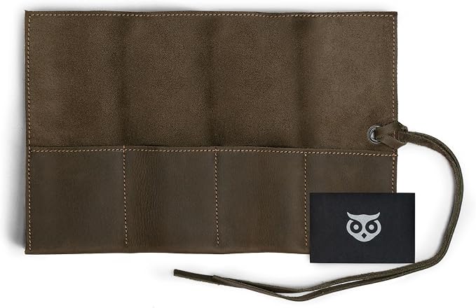 Hide & Drink, Leather Watch Roll Organizer Handmade from Full Grain Leather, Holds Up to 4 Watches, Easy Carry On Watchlover Storage (Dark Jade) - Image 5