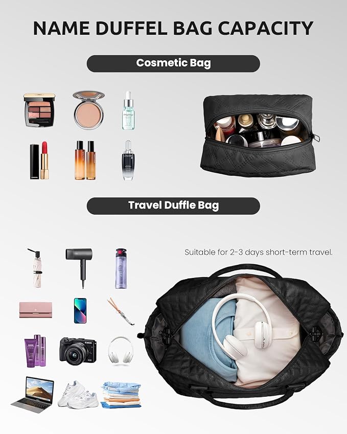 Birthday Gifts-for Women-Initial Duffle Bag with Shoe Compartment, Personalized Weekender Bag, Monogram Overnight Bag, Letter Travel Bag with Makeup Bag，Friend Wife Birthday Gift (Letter C) - Image 3
