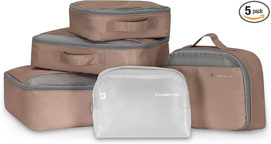 Traveler's Choice Cloverland Packing Cubes, 5-Piece Set, Light Beige by TravelersChoice
