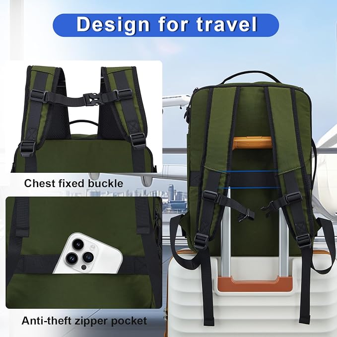 Carry On Travel Backpack Flight Approved Laptop Backpack for Women Men | Personal Item Travel Bag, Casual Weekender Daypack with Wet Pocket for Business, Hiking - Image 8