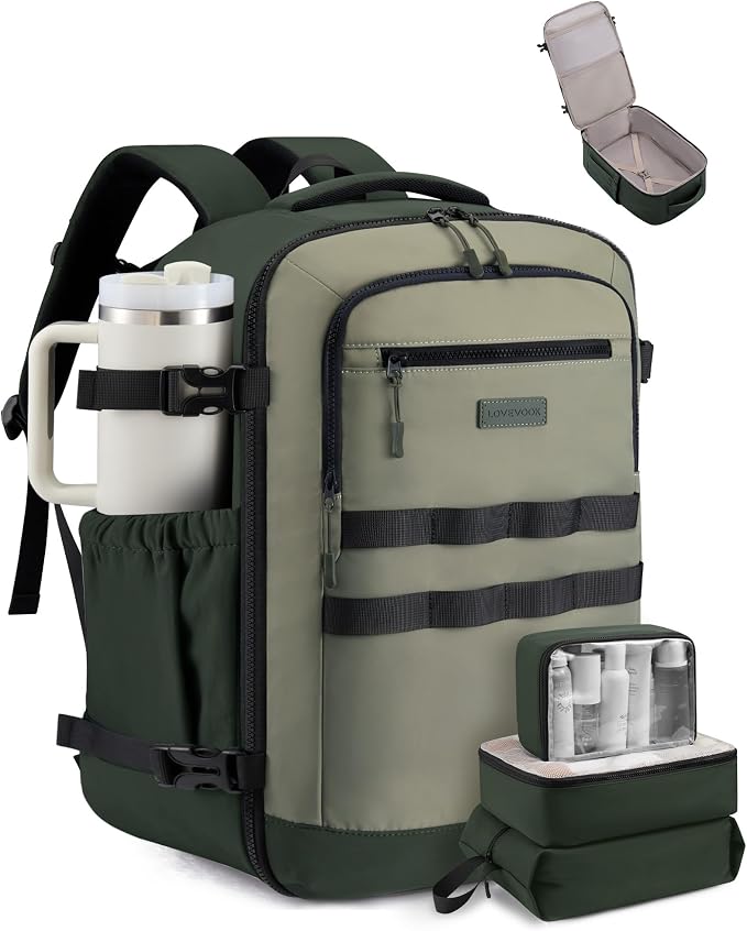 LOVEVOOK 40L Travel Backpack for Women & Men, TSA Approved Carry On Backpack with 3 Packing Cubes, Waterproof Personal Item Bag Fits 17 Inch Laptop, Weekender Essentials Overnight Backpack for Trip by LOVEVOOK