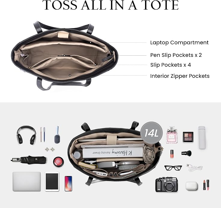 befen Vintage Genuine Leather Work Tote Bag for Women Large Tote Bag with Zipper Leather Purse and Handbags with Compartment - Image 3