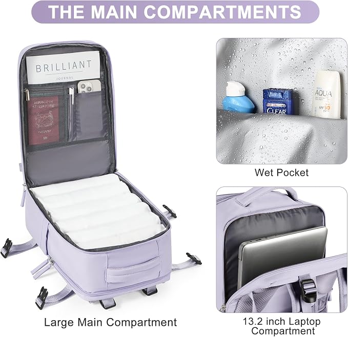 coofay Travel Backpack Carry on Flight Approved Mochila De Viaje Personal Item Travel Bag Large Backpack for Travel Backpacks for Men Women Carry on Backpack for Airplanes 18x14x8 Inches Travel Bag - Image 5