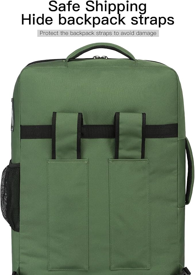 TUGUAN Car Seat Travel Bag for Airplane with Spinner Wheels, Infant Car Seat Bags for Air Travel with Hard Bottom, Padded Car Seat Backpack, Large Car Seat Storage Bag Airport Check, Green - Image 4
