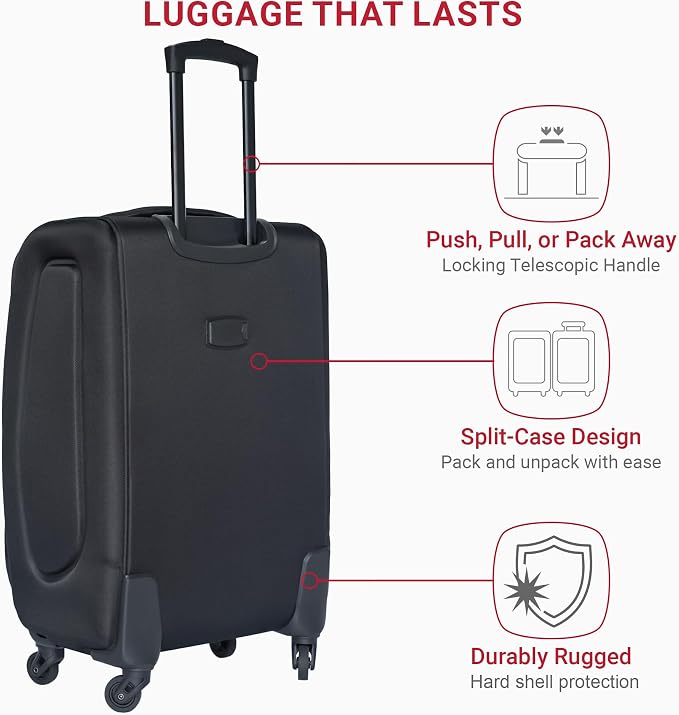 Merax Luggage Set Softshell 2 Piece 20/24 Expandable Suitcase with Wheels | Softside Lightweight Travel Carry on Luggage,Black - Image 4