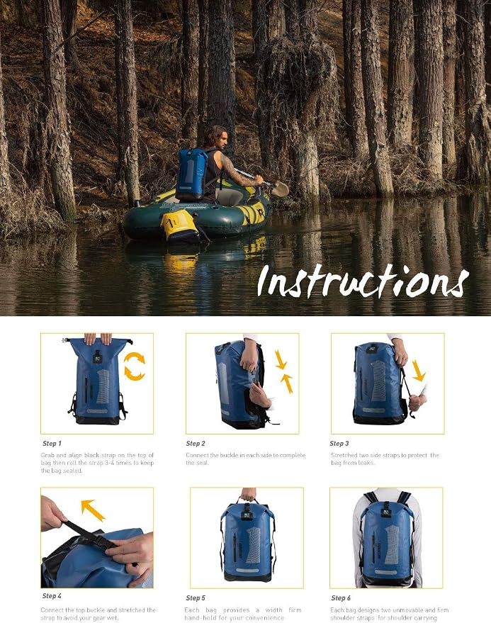 IDRYBAG Waterproof Backpack for Men 20L/30L/40L, Floating Dry Bag Kayak, Dry Backpack Hiking - Image 7