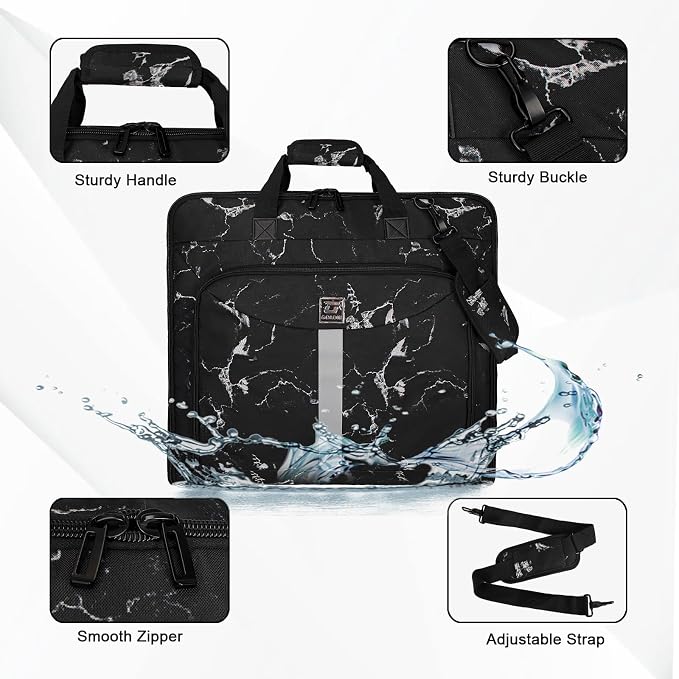 Goloni Garment Bag For Men Women Travel & Business,Hanging Clothes & Multiple Compartment,Waterproof Foldable Suit Bag Marble - Image 3