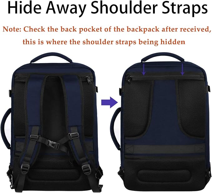 MATEIN Weekender Backpack, Large Capacity Travelling Suitcase Backpack | Expandable Flight Approved Business Carry on Daypack for International Travel, Adjustable Shoulder Strap, Blue - Image 4