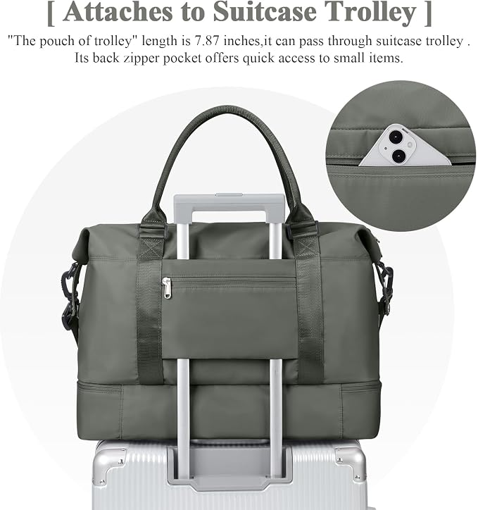 Travel Duffel Bag with Shoes Compartment,Weekender Bags for Women Travel | Overnight Carry-On Bag with Toiletry Bag, For Spirit Airlines 18x14x8 Personal Item Bag - Image 7