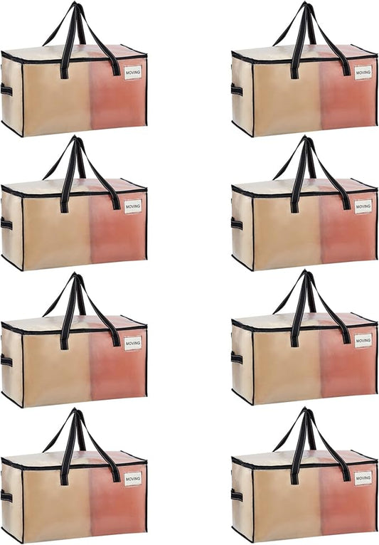 VENO 8 Pack Heavy Duty Moving Bags, Clear Storage Bags for Clothes and Comforters, College Dorm Essentials Packing Supplies, Foldable Boxes Alternative (Clear, 8 Pack) by Veno