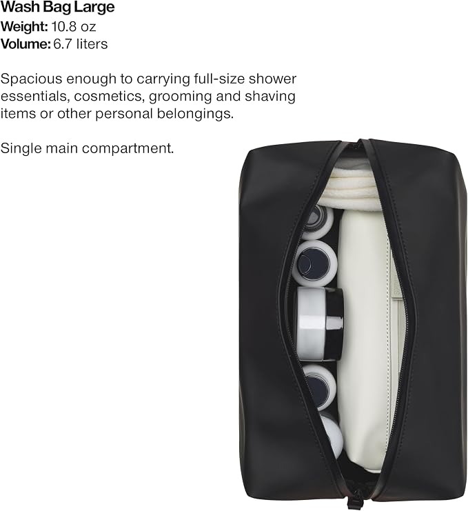 RAINS Wash bag large - Large Toiletry Bag for Men and Women - Wash bag for Travel (Black) - Image 5