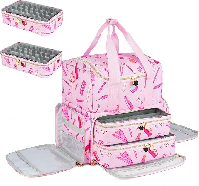 Nail Polish Organizer Case - Large Double Layer Organizers and Storage Bag for Nail Supplies and Art Tech by Jaffzora