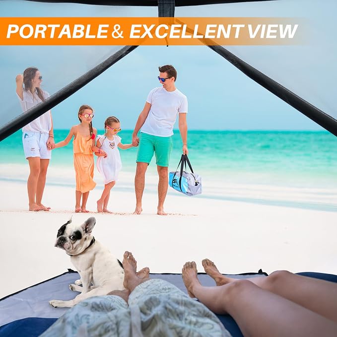 Happy Travel Beach Tent, UPF 50+ UV Protection Sun Shade Shelter for 3/4/5/6/7/8 Person, Portable Beach Canopy for Family & Baby, Lightweight & Easy Setup Beach Cabana with 3 Ventilation Mesh Windows - Image 7
