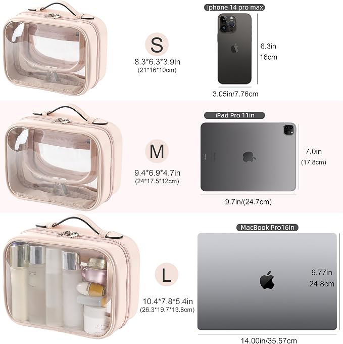 Veki Transparent Makeup Bag Travel Cosmetic Bags Case Waterproof Toiletries Bag Large Capacity Open Storage Bags Organizer With Zipper, Portable Make Up Organizer for Women and Girls - Image 2