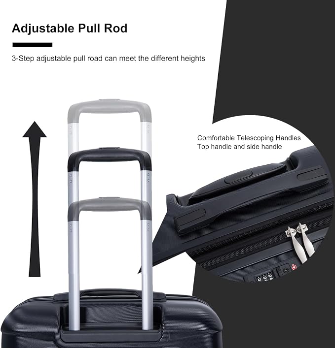 Travelhouse Hardside 3-piece Luggage Set, PC suitcases with Spinner Wheel | Double Spinner Wheels,TSA Lock, Underseat Waterproof Duffel Bag - Image 5