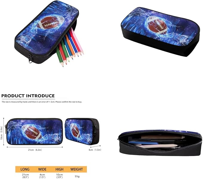 Galaxy Football Backpack for Boys Kids Backpack with Lunch Box Water Bottle Pouch and Soft Pencil Case 4PCS Set Bookbag with Front Pocket for School 17 inch Large Capacity School Bag for Girls - Image 5
