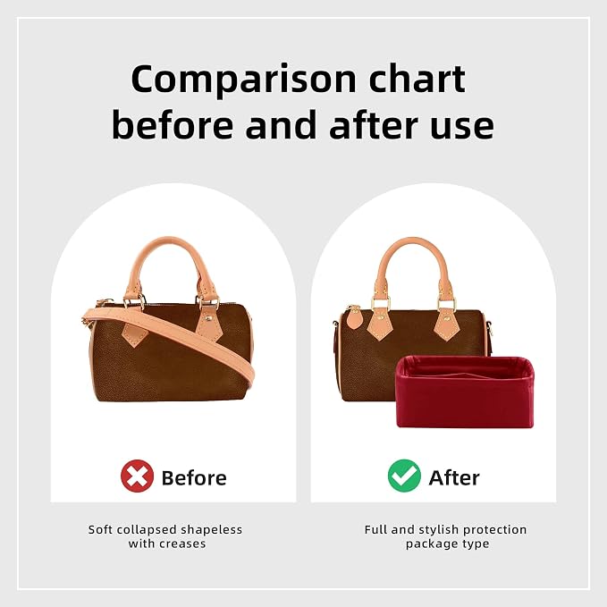 DGAZ Silk Purse Organizer Insert Fits LV Speedy 16/20/25/30/35/45 bags，Silky Smooth Bag Organizer，Luxury Handbag & Tote Shaper（Wine Red，SP16） - Image 4