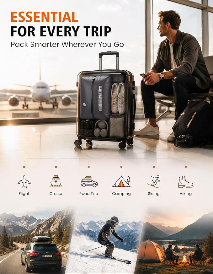 Vacuum Travel Bags with Pump, 34L Space Saver Vacuum Compression Bags for Travel Luggage Suitcase Backpack, Waterproof & Reusable Vacuum Packing Cubes for Clothing (1PCS + Pump) - Image 8
