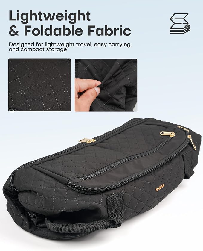 HOTOR Travel Duffle Bag for Women - Carry on Bag with Toiletry Pouch & Shoe Compartment, Large Overnight Weekender Bags for Gym, Business Trips, Sports and Hospital, Black, 17.3" x 7.9" x 13.4" - Image 3