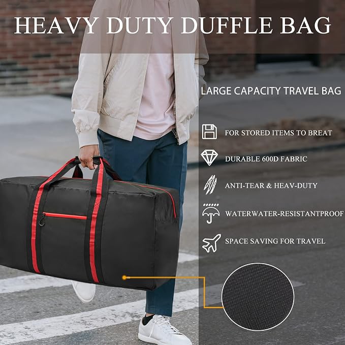 100L Large Duffle Bag for Travel 31.1” Diffle Bag - Overnight Weekender Camping, Storage for Men Women, 2 Pack - Image 4