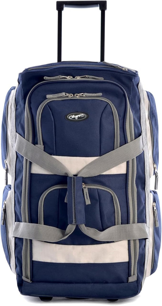 Olympia U.S.A. 29 inch Jumbo Size 8 Pockets Wheeled Rolling Duffel Bag Water Resistant Luggage Lightweight Travel Suitcase with Retractable Handle by OlympiaUSA