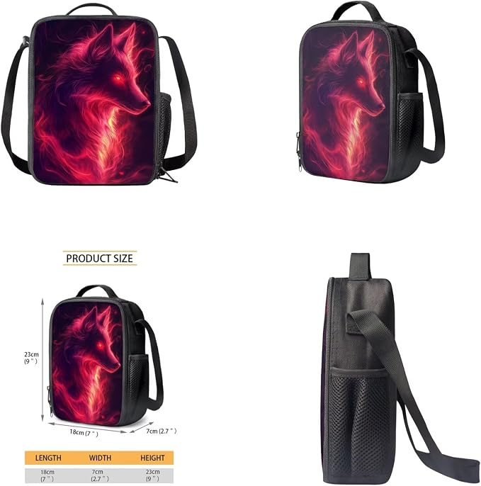 Galaxy Wolf Backpack for Girls Boys Backpack with Lunch Box Water Bottle Pouch and Big Pencil Pouch 4PCS Set Bookbag with Front Pocket 17" Lightweight School Bag for Kids Back to School Gifts - Image 4