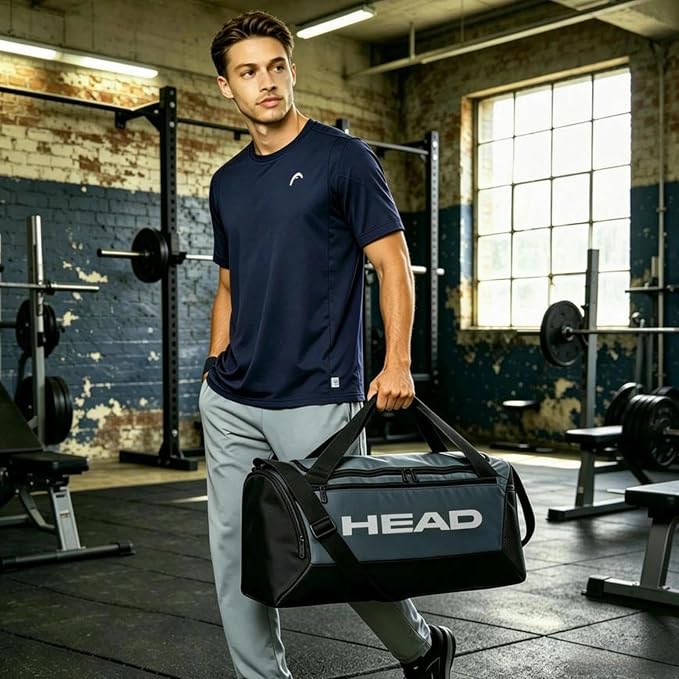 HEAD 45L Gym Duffel Bag with Separate Shoe Compartment & Wet Pocket for Men | Waterproof, Large Openning, with side pocket&inner large zipper pocekt, for Sport, Workout, Fitness, Swimming, Travel - Image 3