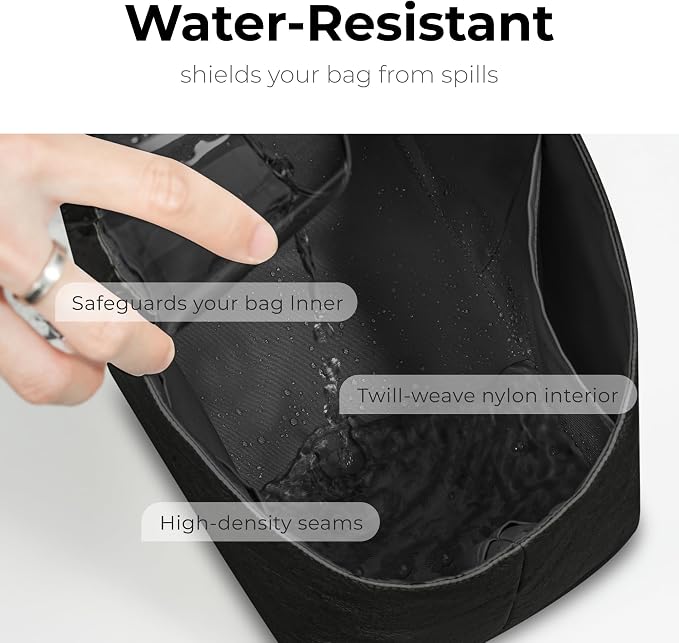 Tote Bag Organizer Insert for HERMES Evelyne29, Custom Fit Inside Premium Matte Black Lightweight WaterResistant Purse Insert - Image 6
