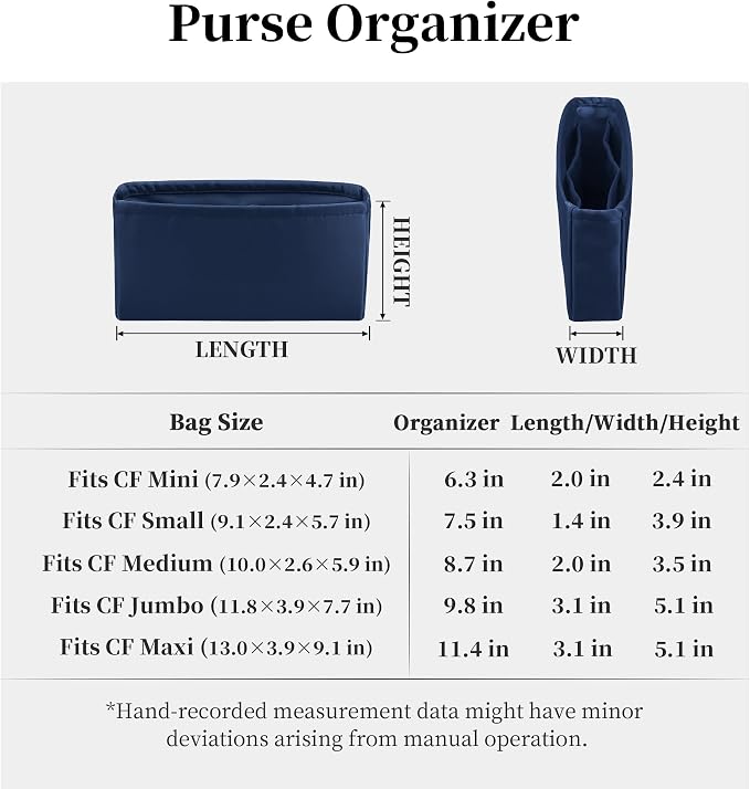 Purse Organizer Insert, Silky-Soft Lightweight Design, Multi-Pocket, Keeps Bag Organized & Protects Interior, Fits Chanel Classic Flap Medium, Ideal for Travel & Daily Use(Blue Nuit, CF Medium 25) - Image 7