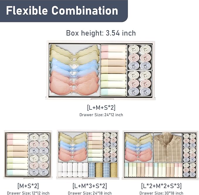 DIMJ Drawer Organizer Clothes- 26 Pack Baby Dresser Organizer for Nursery, Small Fabric Closet Drawer Organizer Bins for Underwears Socks, Foldable Storage Dividers Organization for Bedroom - Image 4
