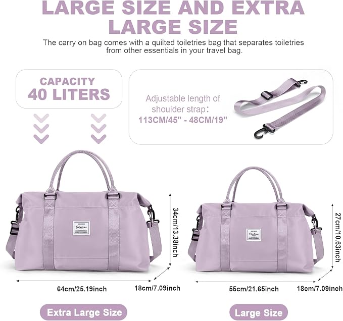 Travel Duffel Bag, Carry On Overnight Weekender Bags for Women | Travel Bag with Wet Pocket & Trolley Sleeve, For Spirit Airlines 18x14x8 Personal Item Bag - Image 3