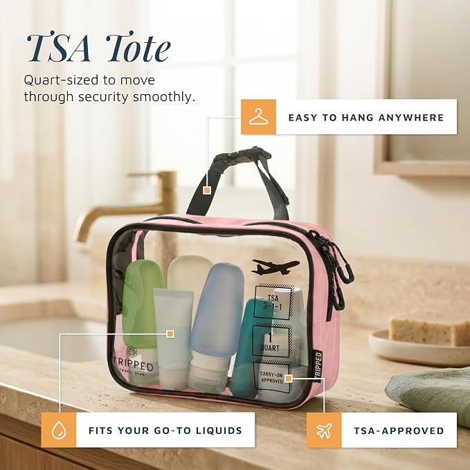 Toiletry Bag Kit 3 Piece Set: Hanging Travel Toiletry Bag + 311 TSA Cosmetic Liquid Bag + Accessory Organizer Pouch - Image 4
