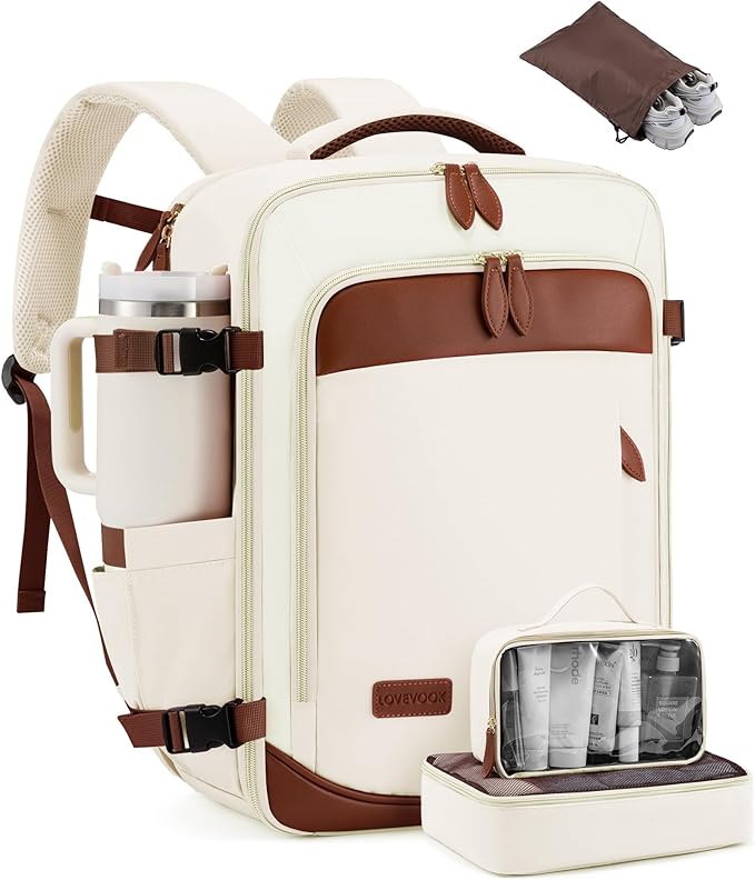 LOVEVOOK Travel Backpack for Women, 40L Carry On Backpack with 3 Packing Cubes,TSA Personal Item Travel Bag Airline Approved, Water Resistant Weekender Overnight Luggage Daypack, Fits 17 Inch Laptop by LOVEVOOK