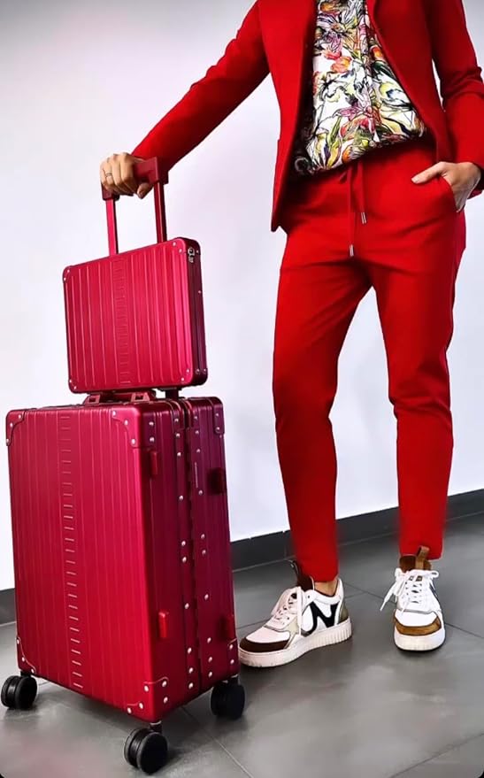 Aleon All Aluminum Lightweight 20" Business Laptop Briefcase - Vertical Open Carry-On, TSA Approved Suitcase, Four 360° spinner wheels, Compartment, Hard Side Cabin Bag for Travel & Business (Ruby) - Image 7