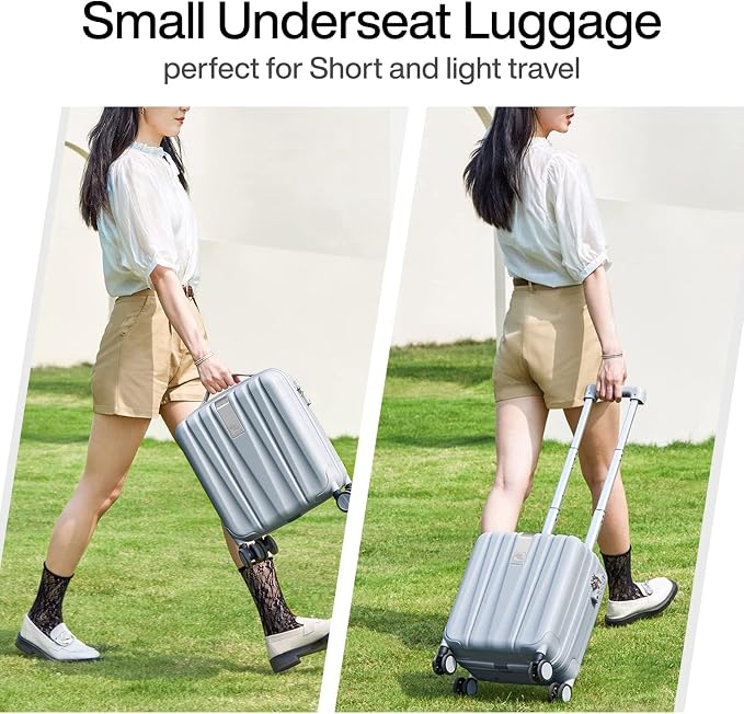 Hanke 14 Inch Underseat Carry On Luggage with Wheels Hard Shell Suitcases Carry On Bag Lightweight Small Mini Suitcase Travel Luggage for Travel（Gray） - Image 2