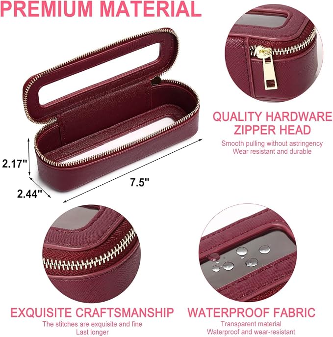 Pinkmik Travel Clear Makeup Bag with Brush Bag Portable Cosmetic Bag Case Transparent Toiletry Bag Cosmetic Organizer Storage Bag for Women (X/Burgundy, L+SLIM) - Image 7