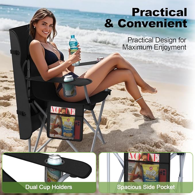 VTOY Portable Camping Chair with Canopy - Folding Chair with Canopy, Durable 600D Oxford Canopy Chair for Camping, Beach, Picnics, Fishing & Sports - Image 8