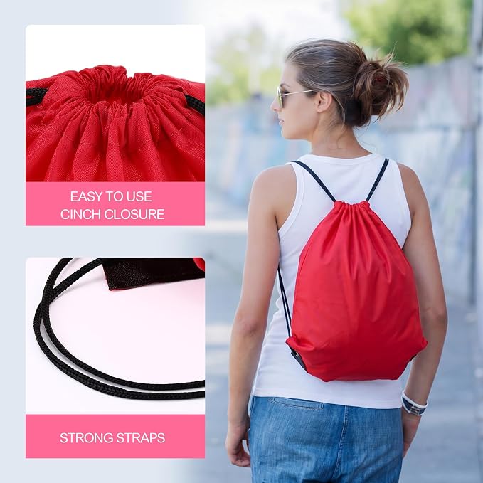 Shappy 300 Pcs Drawstring Backpack Bulk Sports Gym Cinch Bag Polyester String Bag for Men Women (15 Colors) - Image 2