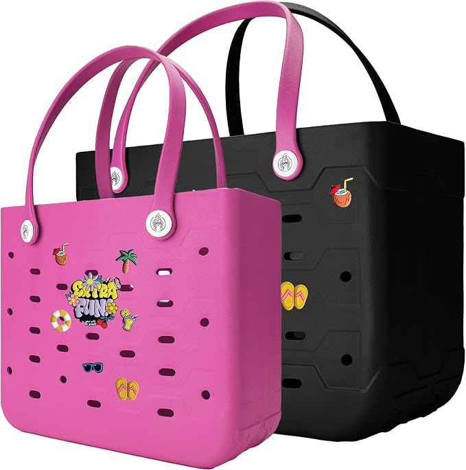 2-Pack Large Beach Bags XL & M Waterproof Tote, Sandproof, Washable- Essentials: Pool, Boat, Sports, Groceries by Unknown