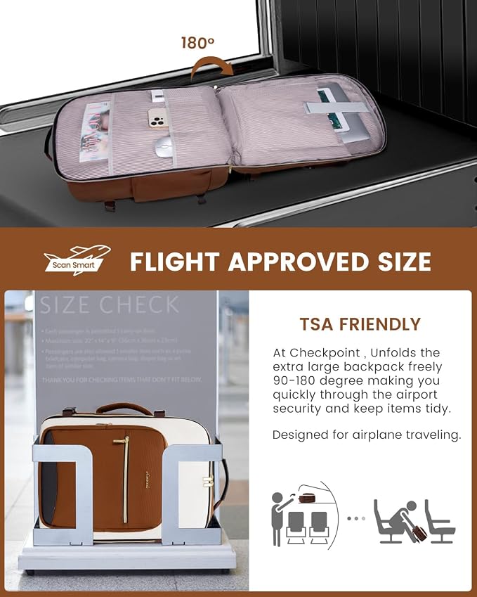 LOVEVOOK 50L Travel Backpack for Women & Men, Airline Approved Carry On Luggage with 3 Packing Cubes, TSA Overnight Bags, Waterproof Personal Item Bag, Weekender Essentials Backpacks fits 17" Laptop - Image 2