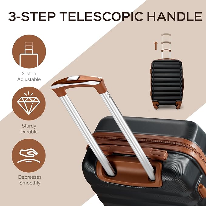 Suitour Luggage Sets 3 Piece Carry On Luggage with Spinner Wheels ABS Hard Case Travel Suitcase Set(20/24/28 inch) 6 PC Packing Bags & Drawstring Backpack - Image 4
