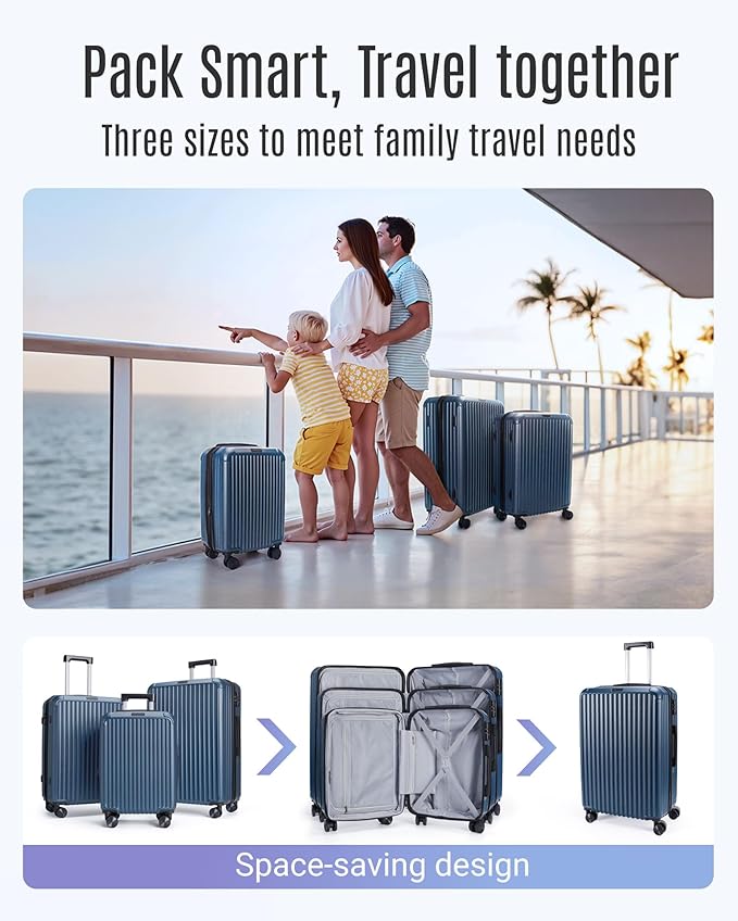 LIGHT FLIGHT 3 Piece Luggage Sets With Spinner Wheels Hardshell TSA Lock | Durability, Spinner Wheels, Hardside Lightweight, TSA Lock, Durable, PC+ABS, Mobility, - Image 7