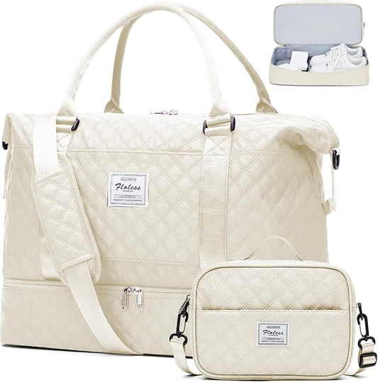 Weekender Bags for Women, Carry on Overnight Weekend Travel Duffel Bag with Shoes Compartment &Toiletry Bag, Personal Item Bag for Travel Business Trips Sport Hospital by SYCNB