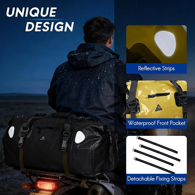 Haimont Waterproof Duffel Bag Roll-top Dry Duffel Bag with Quick-fixed Straps for Motorcycling, Rafting, Boating, SUP, Kayaking, Travel, 50L/70L - Image 3
