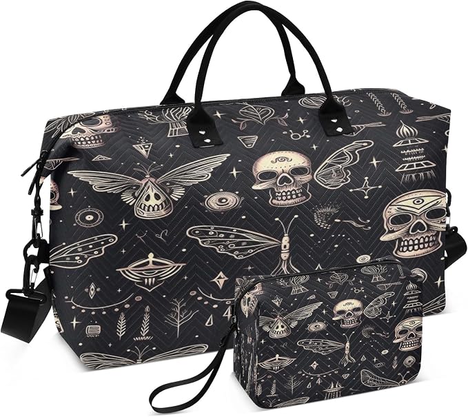 Butterfly Skull Head Travel Duffle Bag Gym Yoga Carry on Bags for Men Women Weekender Bag by Unknown
