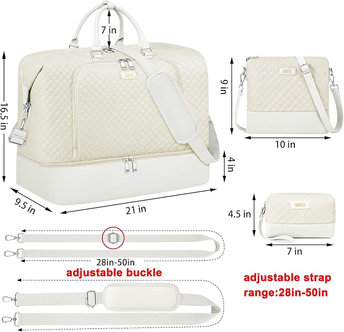 Travel Weekender Bag for Women, 21" Overnight Bag with Shoe Compartment 50L Large Travel Duffel Bag Carry On Tote for Weekend, Overnight, Business Trips, Water Resistant - Image 7