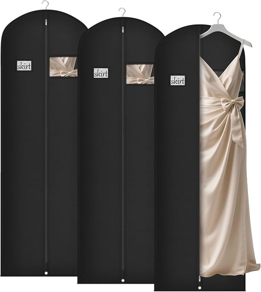 Syeeiex 72'' Long Dress Bags for Gowns, Garment Bags for Hanging Clothes, Dress Garment Bag, Garment Covers with Clear Window for Prom Dresses,Formal Gowns,Long Winter Coats,Evening Dress(3 Pack) by syeeiex