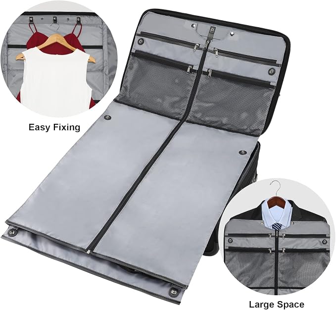 Modoker Rolling Garment Bag with Wheels, Garment Bags with Built-in TSA Lock, 22 Inch Travel Garment Bag Suitcase - Image 3