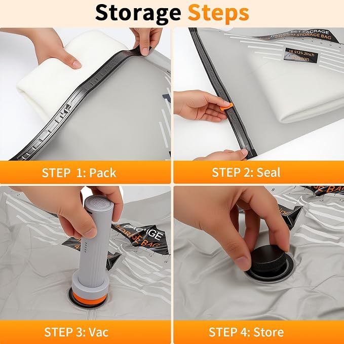 24 Inch Vacuum Storage Bags, Travel Vacuum Bags with Rechargeable Wireless Pump, Vacuum Seal Bags for Clothing, Luggage, Blankets, Bedding, Space Saver Compression Bag for Travel, Large Items (8 Pack) - Image 5