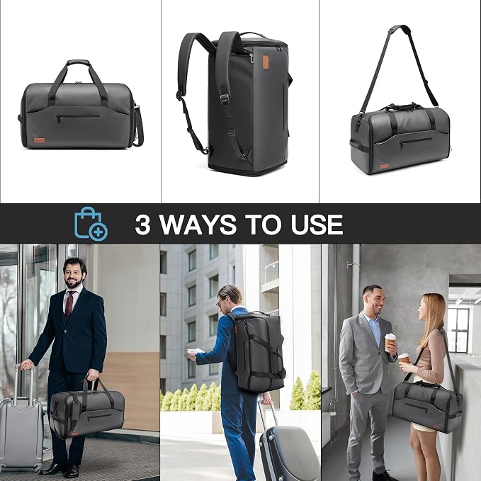 Garment Bags for Travel,45L Carry on Convertible Garment Duffle bag for Men Women - 3 in 1 Hanging Suit Travel Bag with Shoulder Strap - Image 6